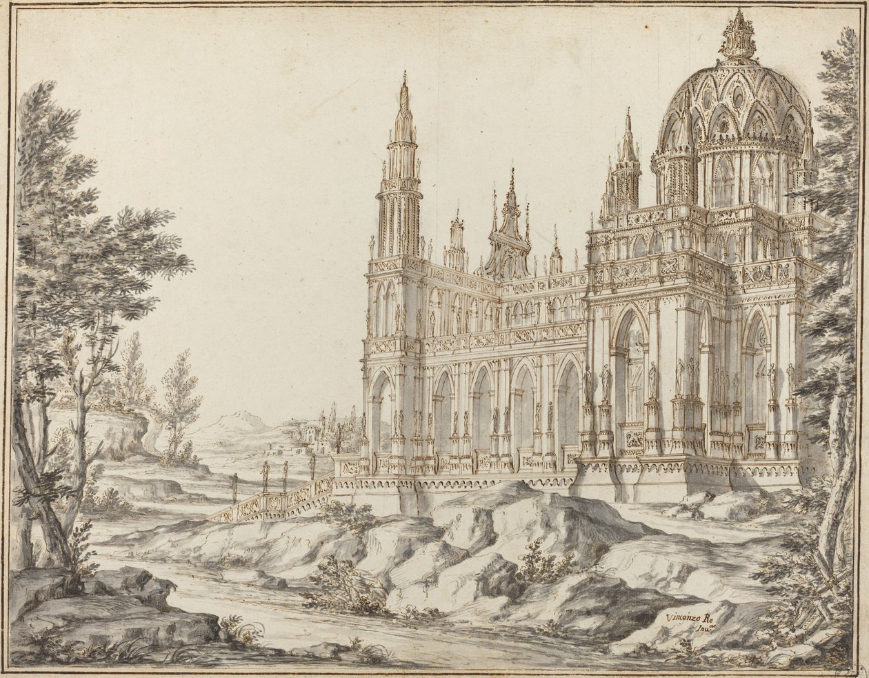 Catedral en un paisaje de Vincenzo dal Re
