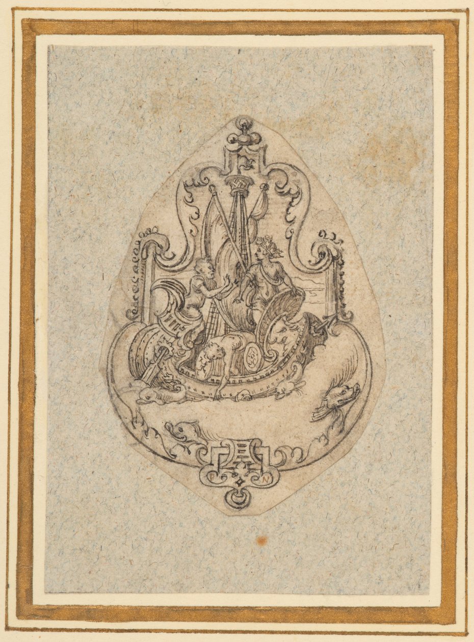 Diseño de un colgante que representa a Baco en el mar de Virgilius the elder Solis