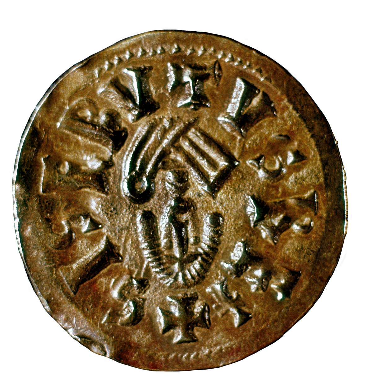 Tremissis (o triens) del Rey Sisenando, acuñado en Caesaraugusta (Zaragoza), España, siglo VII (moneda) de Visigothic