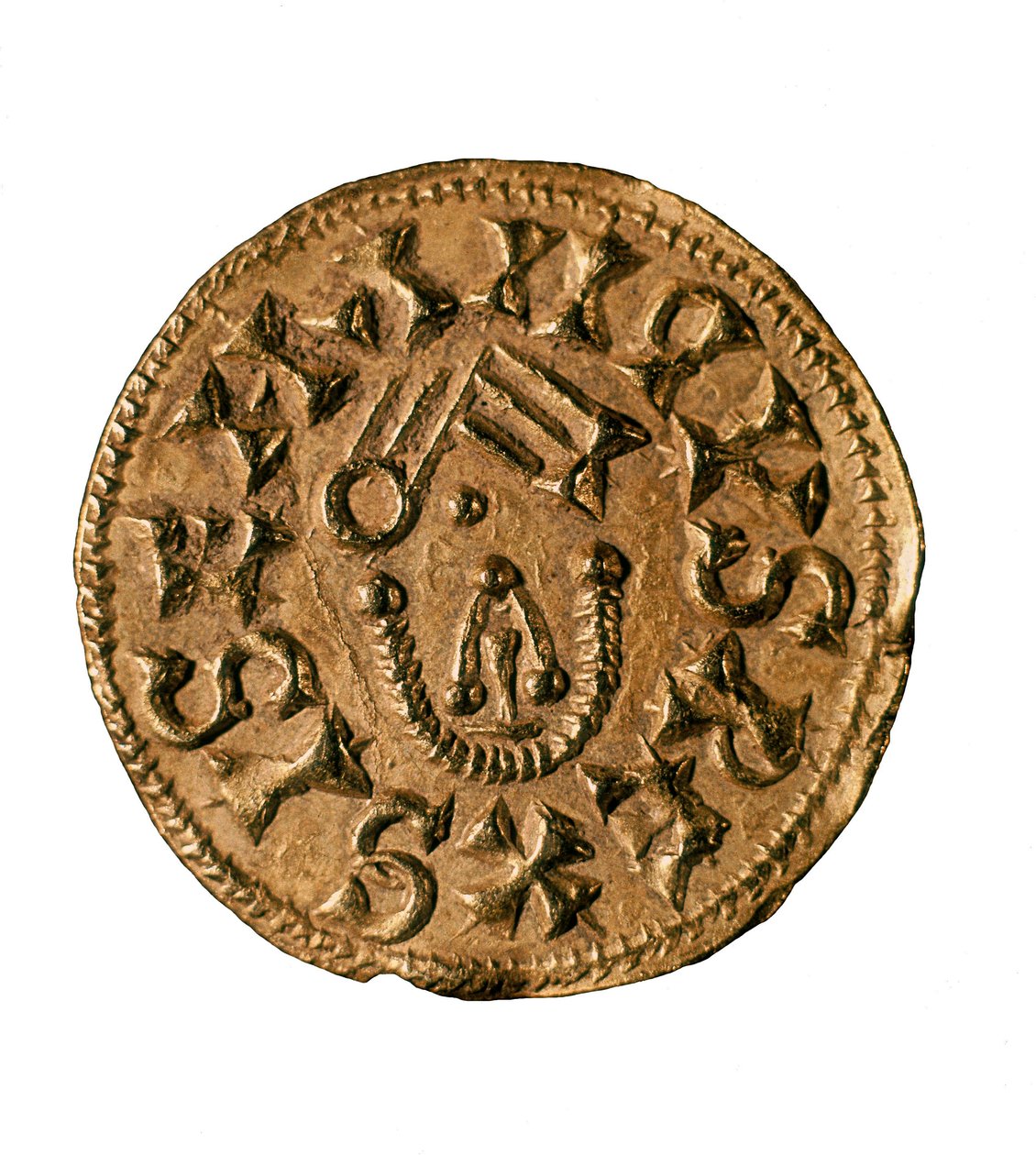 Tremissis (o triens) del Rey Sisenando, acuñado en Tarraco, España, siglo VII (moneda) de Visigothic