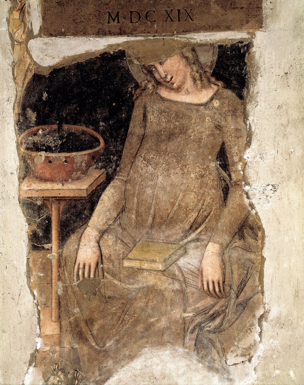 Virgen embarazada, fragmento (fresco) de Vitale da Bologna