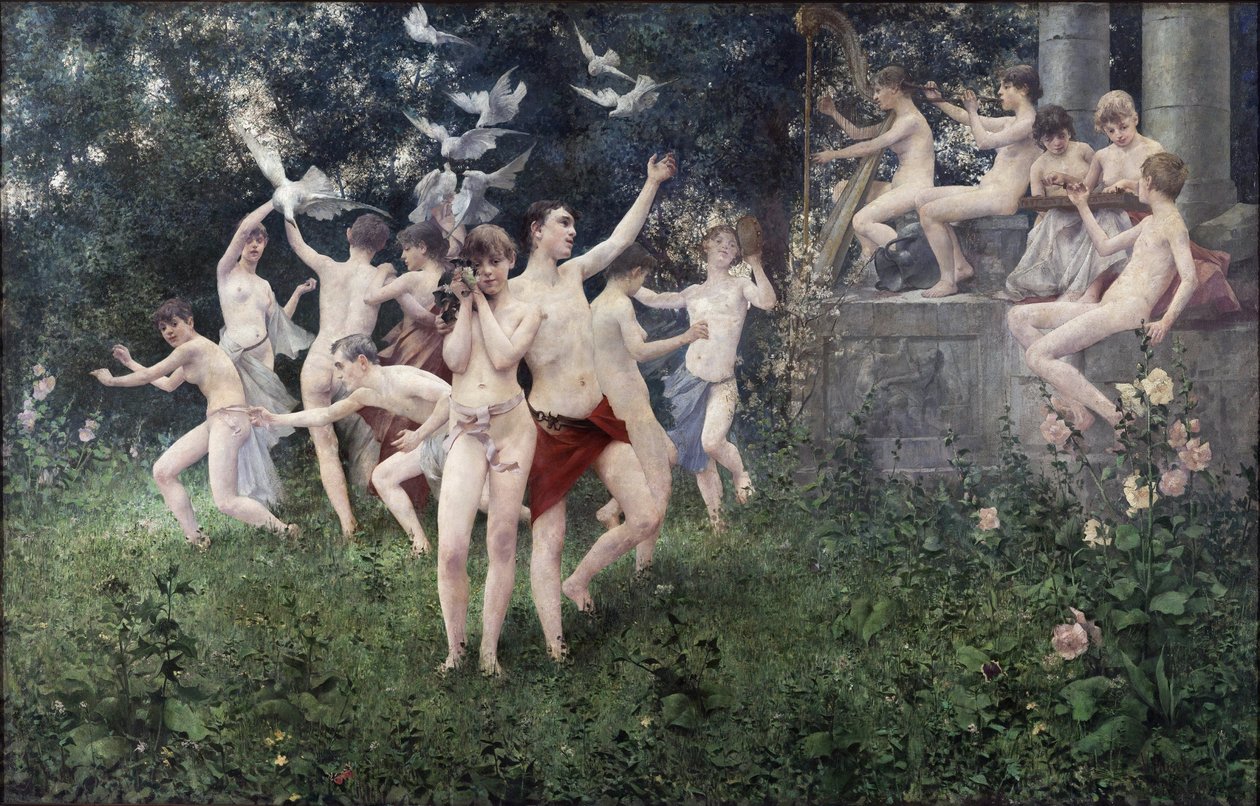 Festival de la Primavera (Escena alegórica) - Masek, Karel Vitezslav (1865-1927) - 1889 - Óleo sobre lienzo - Galería Nacional, Praga de Vitezlav Karel Masek