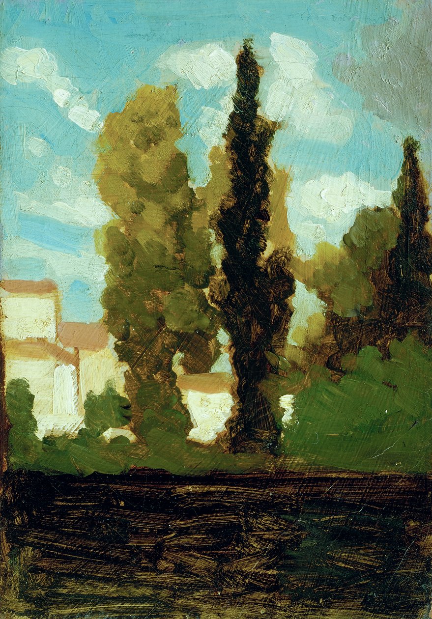 Estudio de un pueblo, c.1860 (óleo sobre cartón) de Vito d
