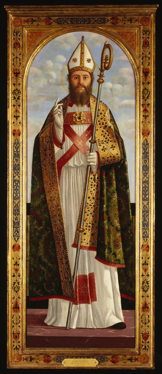 Un obispo santo bendiciendo de Vittore Carpaccio