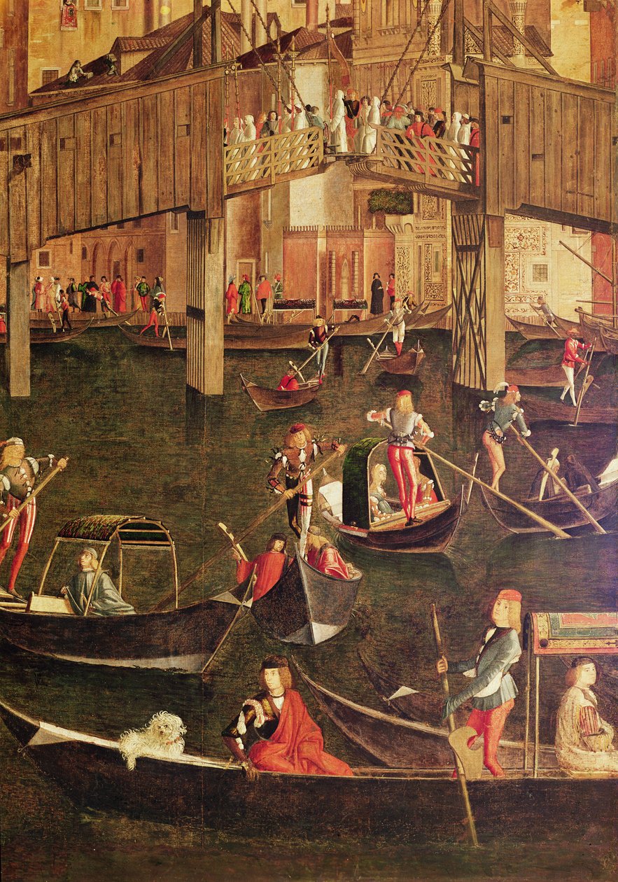 (detalle) del Milagro de la Reliquia de la Verdadera Cruz en el Puente de Rialto, 1494 de Vittore Carpaccio