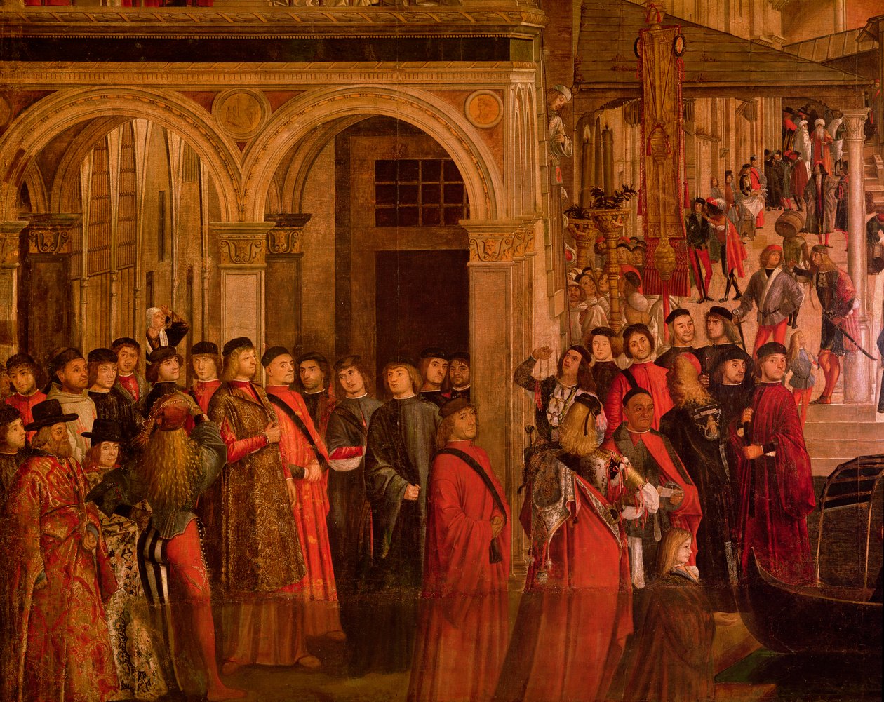 El milagro de la reliquia de la verdadera cruz en el puente de Rialto (detalle) de Vittore Carpaccio