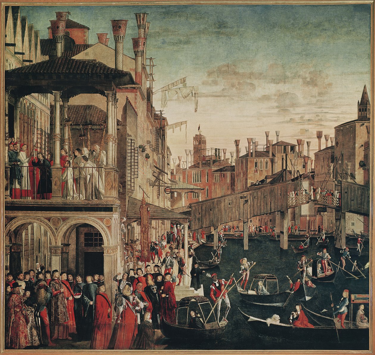 El Milagro de la Reliquia de la Verdadera Cruz en el Puente de Rialto, 1494 de Vittore Carpaccio