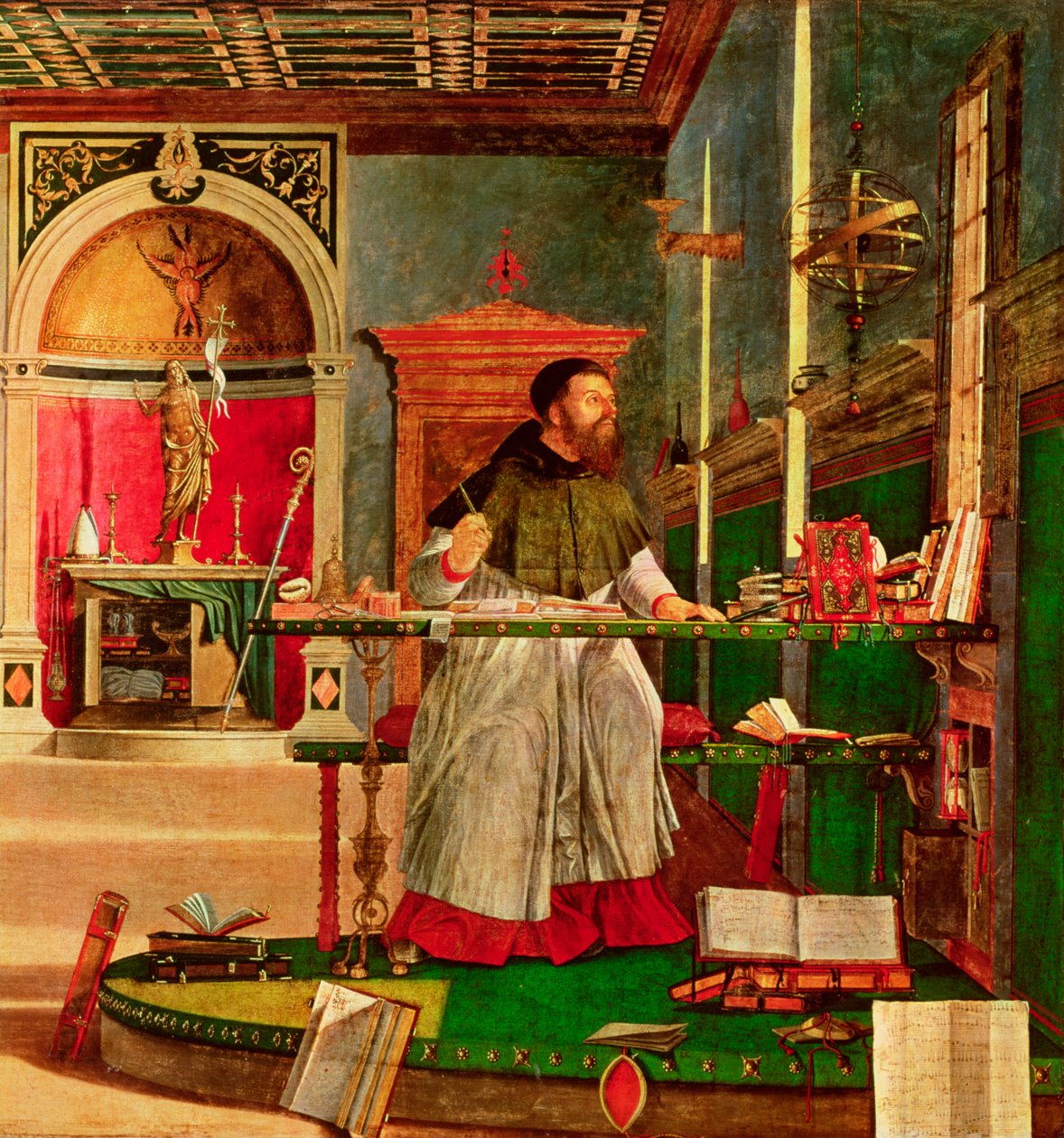 Visión de San Agustín, 1502-08 (detalle) de Vittore Carpaccio