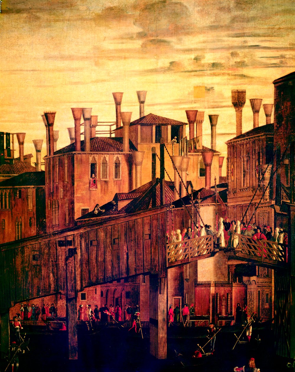 Puente de Rialto de madera, de El milagro de la reliquia de la verdadera cruz de Vittore Carpaccio