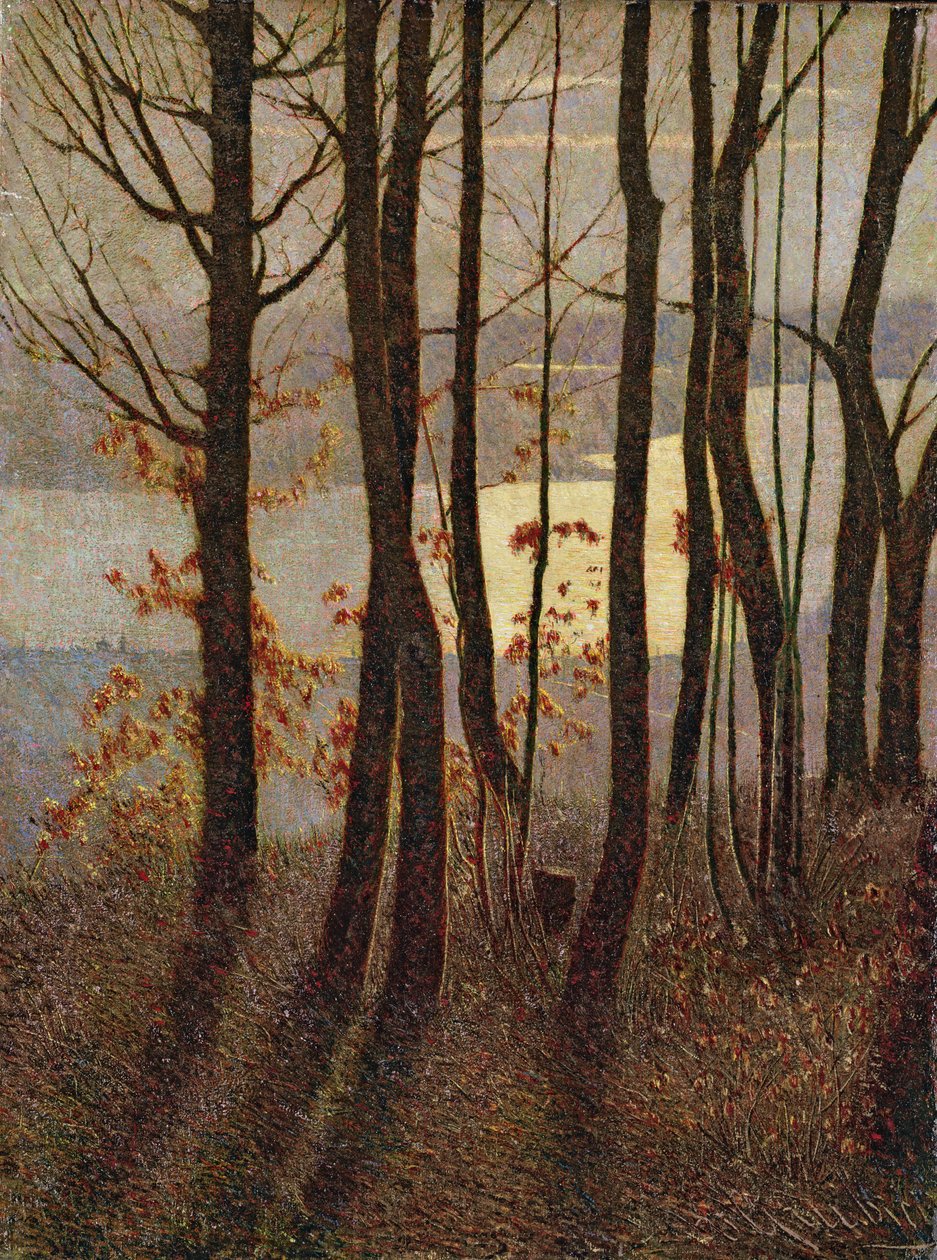 Mañana, del políptico Invierno en las Montañas, un poema panteísta, 1894-97 reeditado 1911-17 de Vittore Grubicy de Dragon