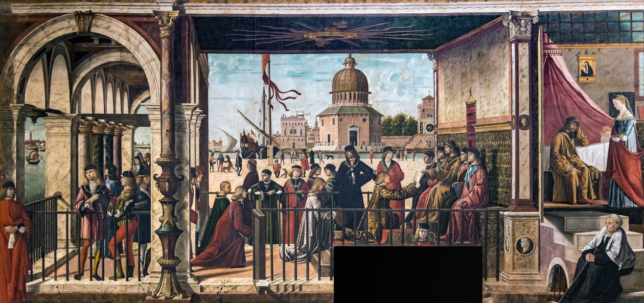 Llegada de los embajadores ingleses a la corte del rey de Bretaña (detalle) de Vittore Carpaccio