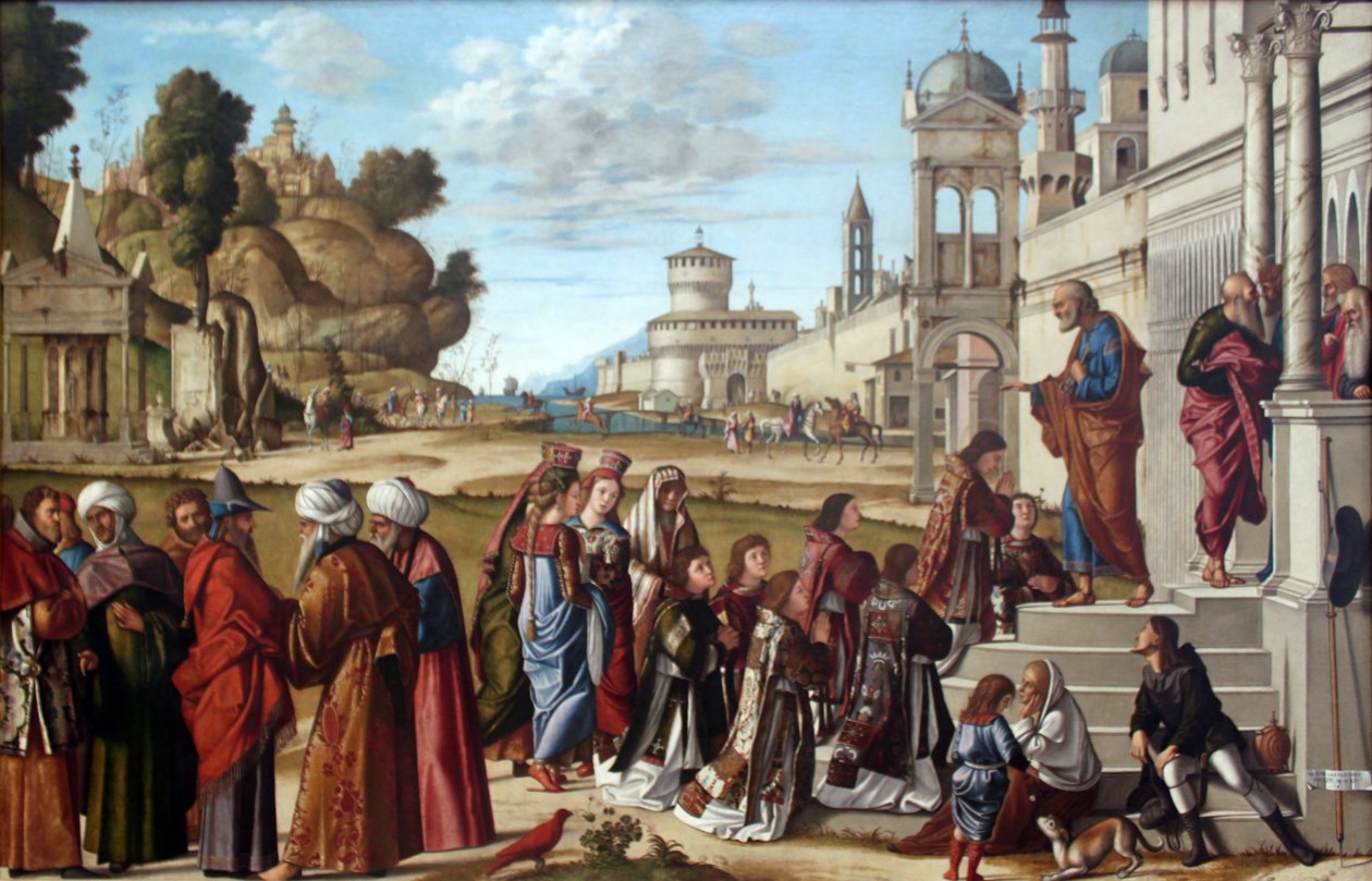Alemán: Die Weihe des Heiligen Stephanus zum Diakon Consagración de San Esteban como diácono de Vittore Carpaccio