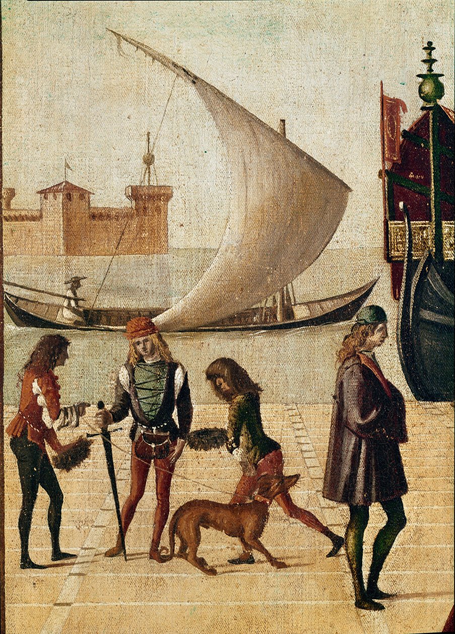 Leyenda de Santa Úrsula: (detalle) llegada de los embajadores de Vittore Carpaccio
