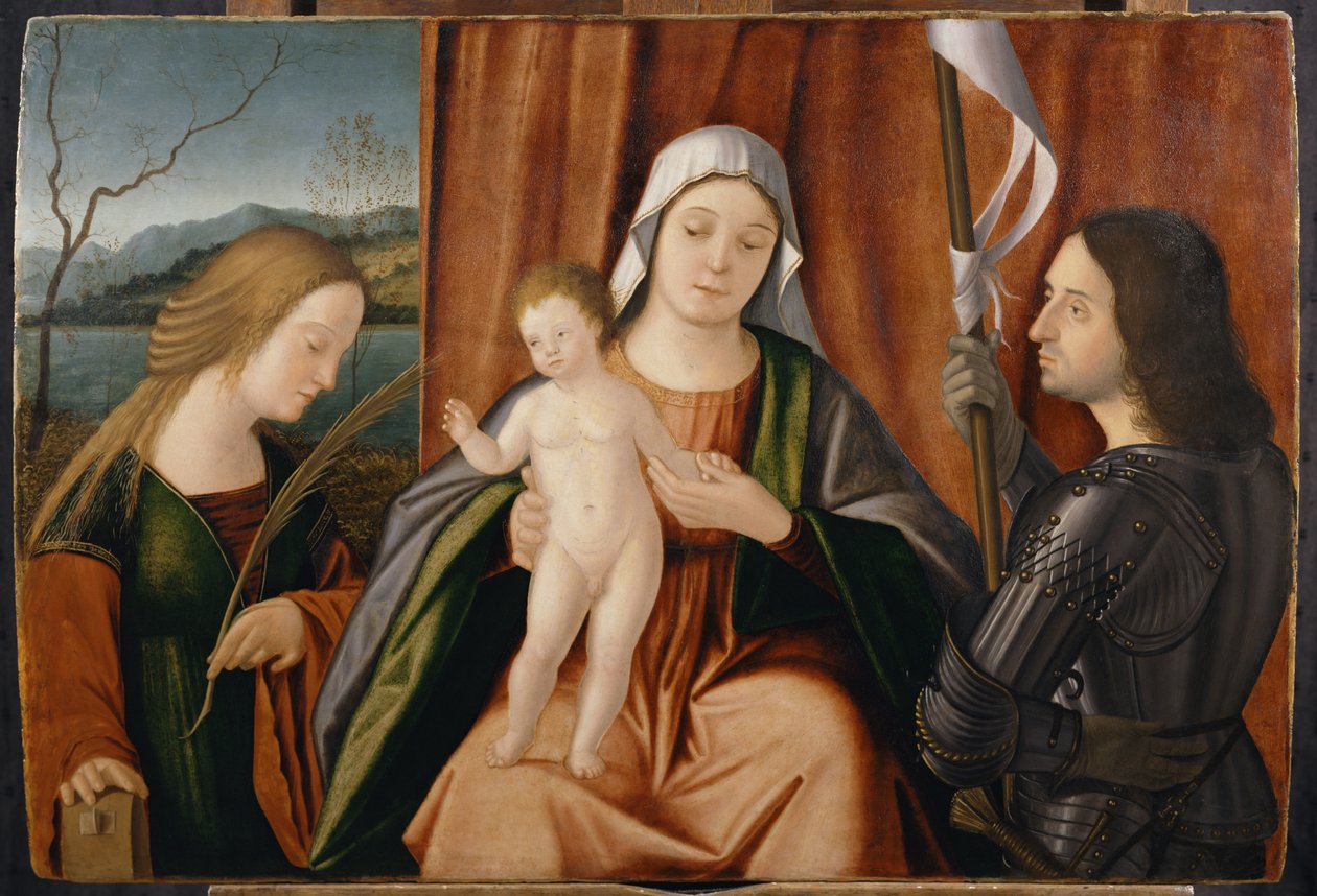 Madonna y el Niño con Santa Catalina de Alejandría y San Jorge o San Liberal de Vittore Carpaccio