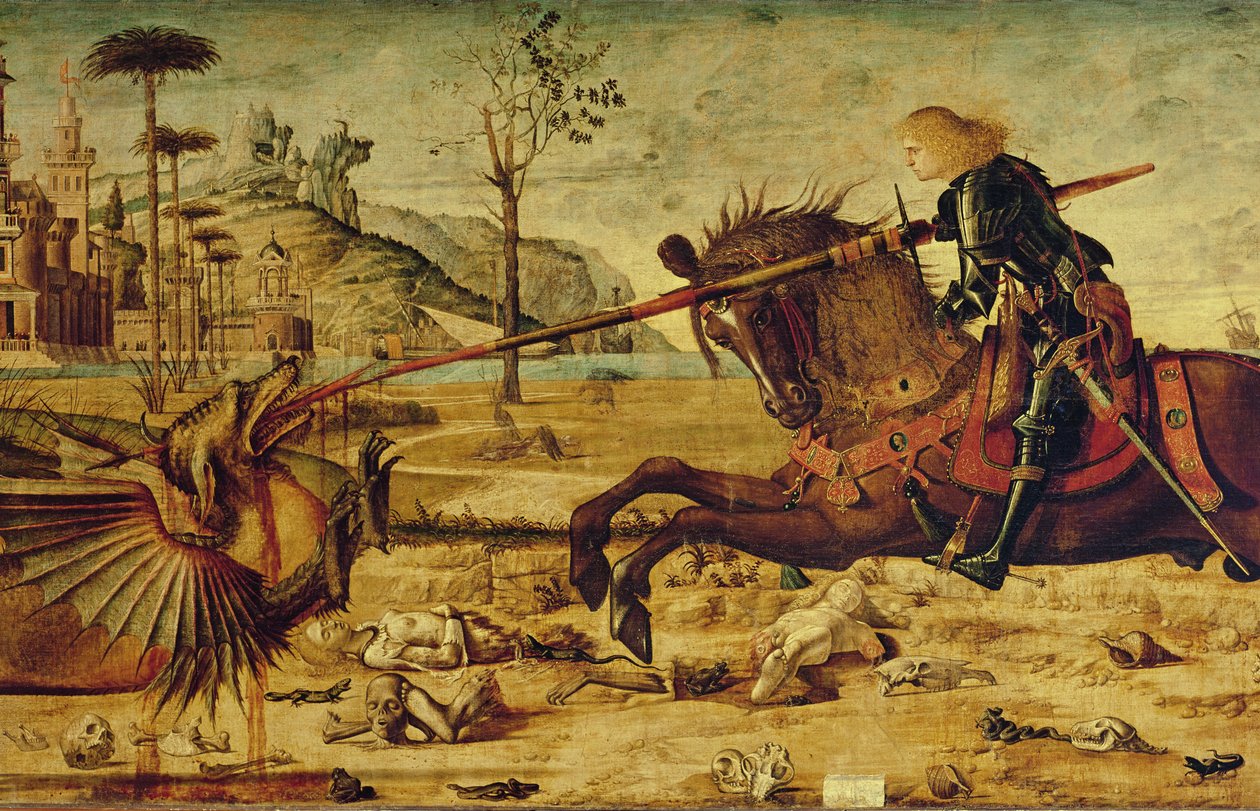 San Jorge matando al dragón, 1502-07 (detalle) de Vittore Carpaccio