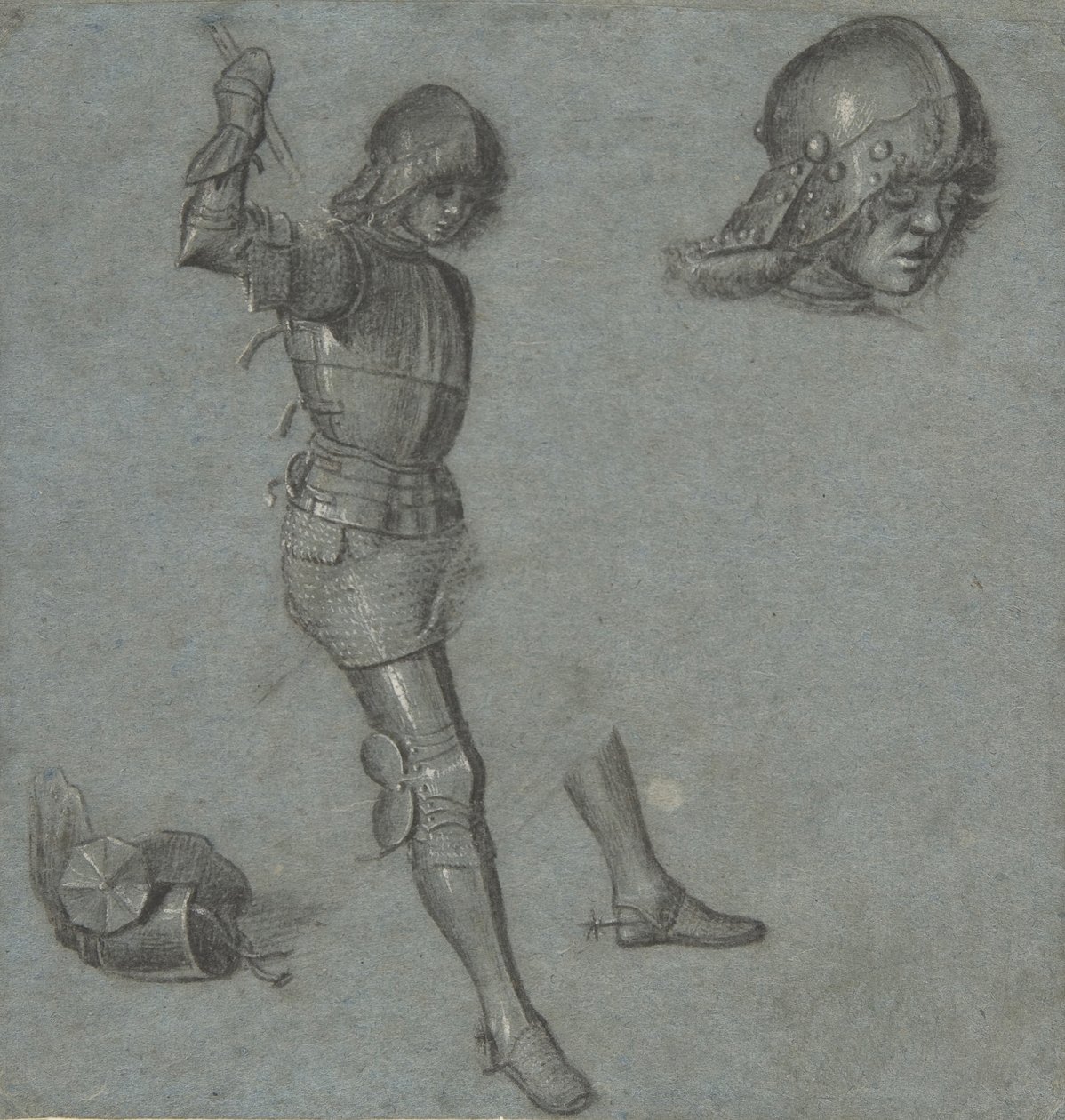 Estudios de un joven sentado en armadura de Vittore Carpaccio