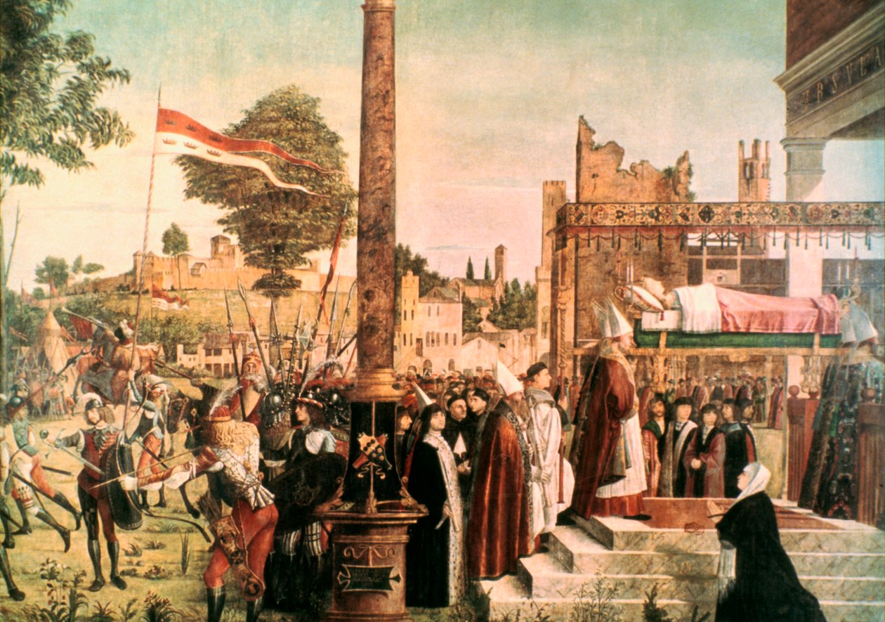 La leyenda de Santa Úrsula: Martirio y funeral de Santa Úrsula, 1493 de Vittore Carpaccio