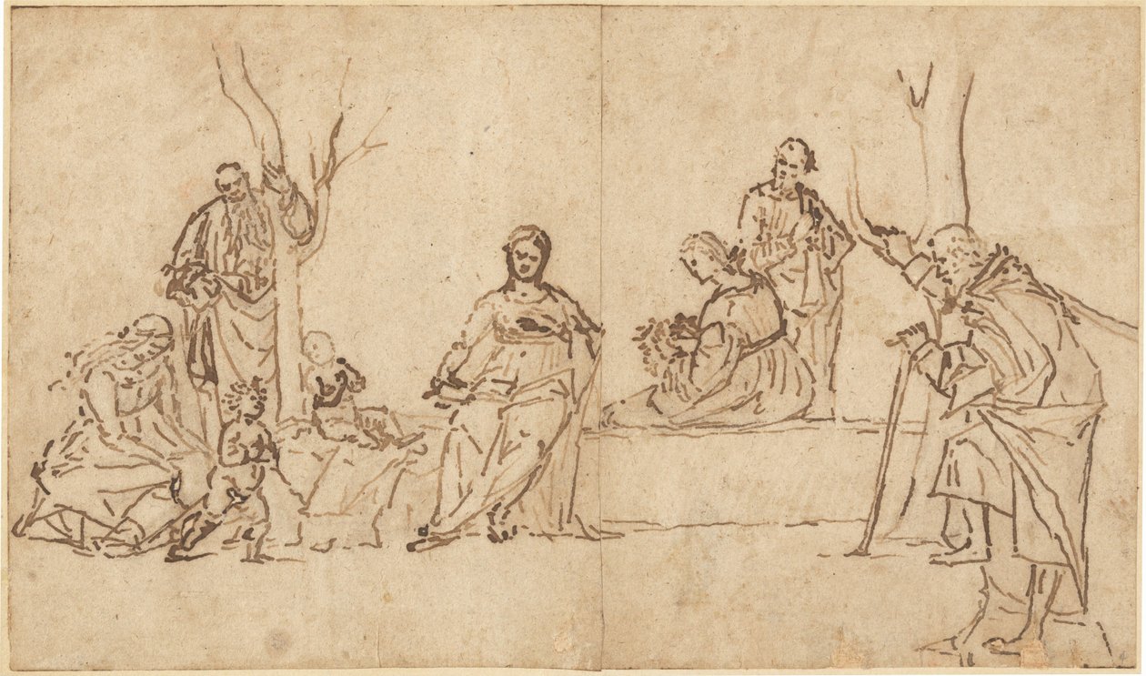 La Madonna y el Niño con santos en un paisaje (Sacra Conversazione) de Vittore Carpaccio
