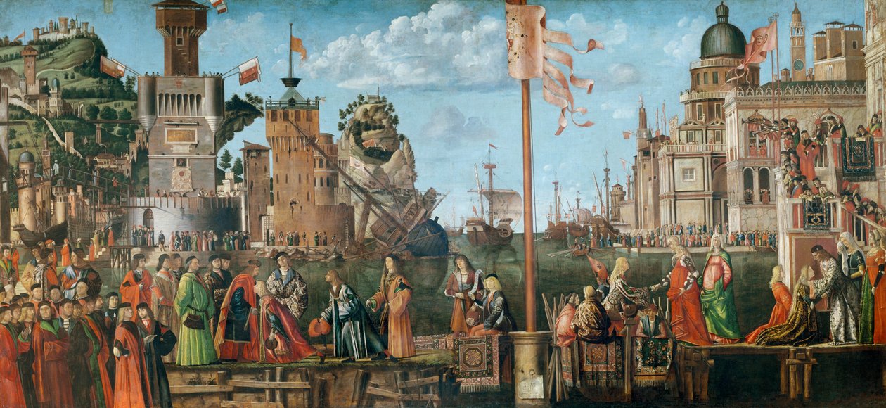 El Encuentro de Etherius y Ursula y la Partida de los Peregrinos, del Ciclo de Santa Úrsula, originalmente en la Scuola di Sant