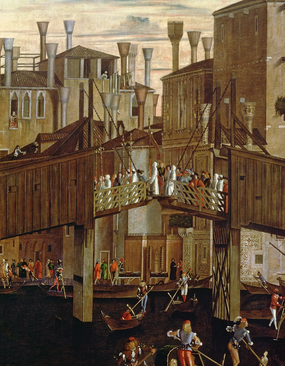 El Milagro de la Reliquia de la Santa Cruz, (detalle) del antiguo Puente de Rialto, de la Scuola di San Giovanni Evangelista, c.1494 de Vittore Carpaccio