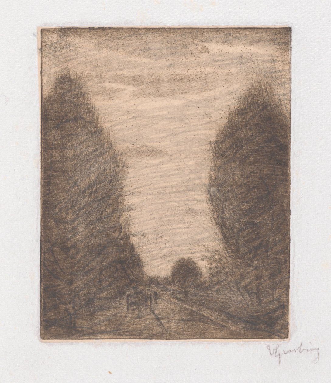 Paisaje boscoso con un carro de Vittore Grubicy