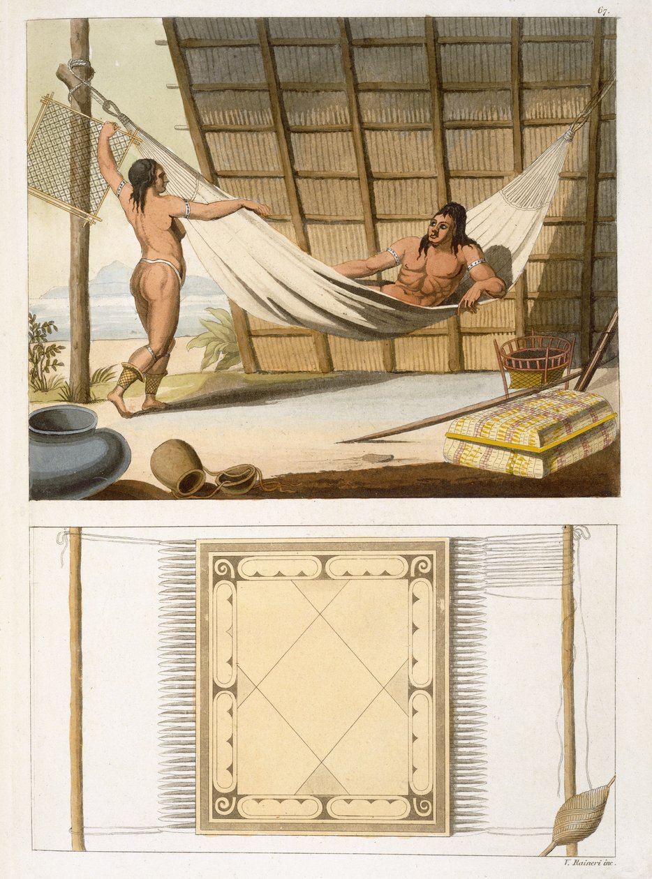 Escena interior que representa a indios de Vittorio Raineri