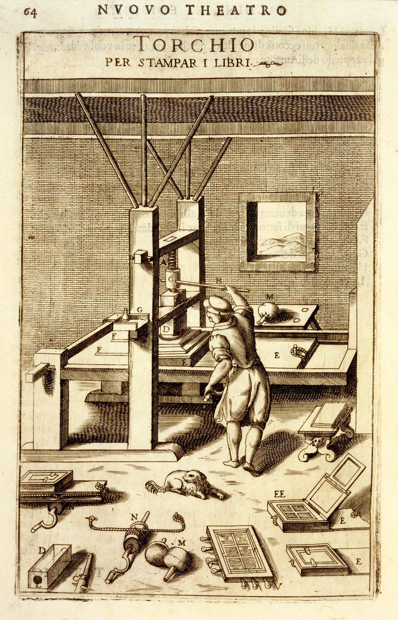Imprenta tipográfica para libros, 1607 de Vittorio Zonca