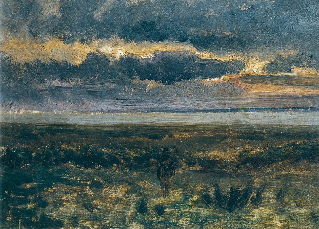 Puesta de sol sobre el mar, de Vittorio Avondo (1836-1910) de Vittorio Avondo