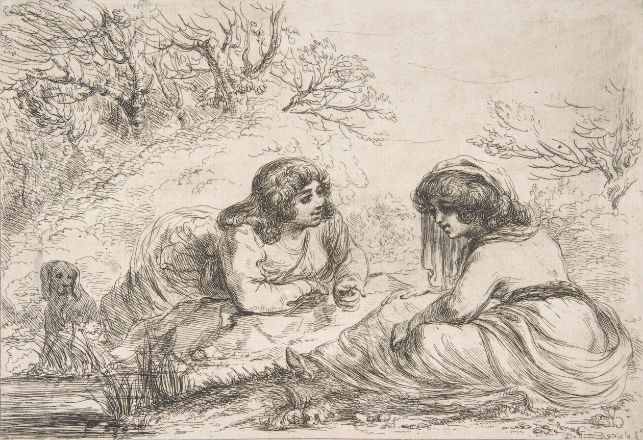 Dos mujeres en un paisaje, finales del siglo XVIII-principios del siglo XIX de Vivant Denon