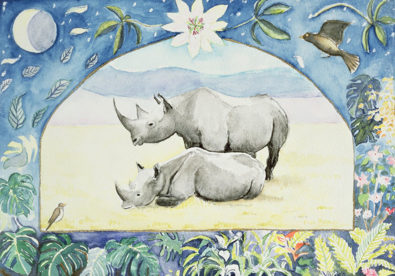Rinoceronte (mes de febrero de un calendario) de Vivika Alexander