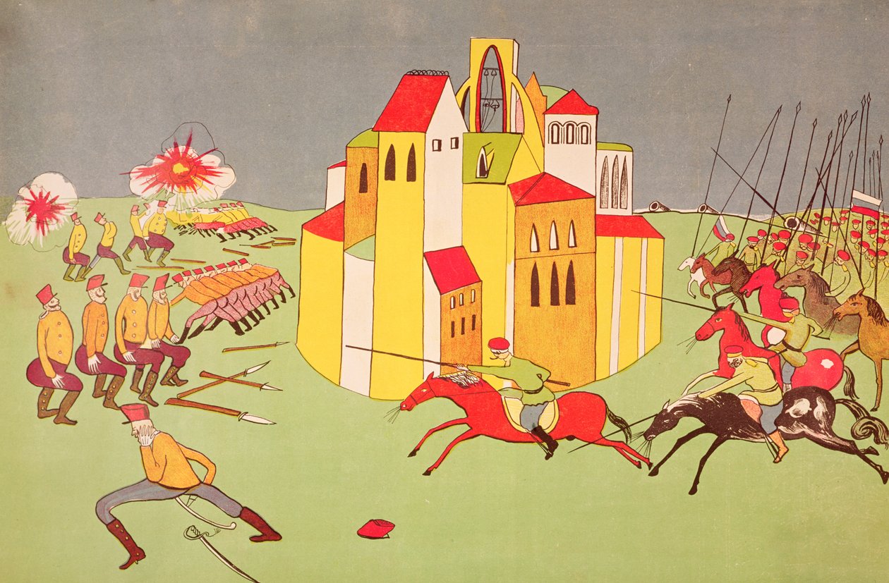 La rendición de Lviv por el ejército austrohúngaro al ejército ruso en septiembre de 1914, c.1914-15 de Vladimir Mayakovsky