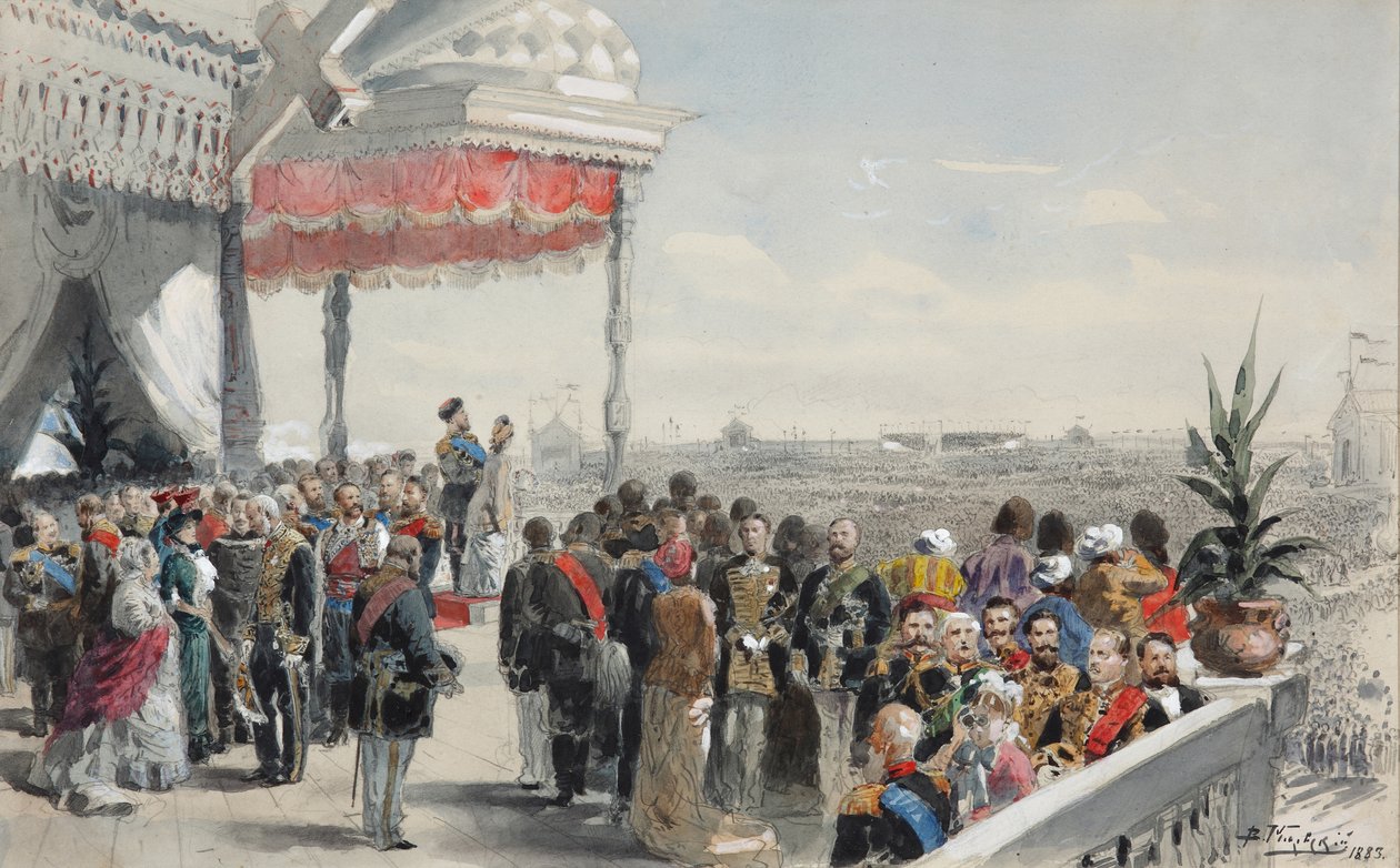 Fiestas públicas tras la coronación del Emperador Alejandro III en el Campo de Khodynka, 1883 de Vladimir Egorovic Makovsky