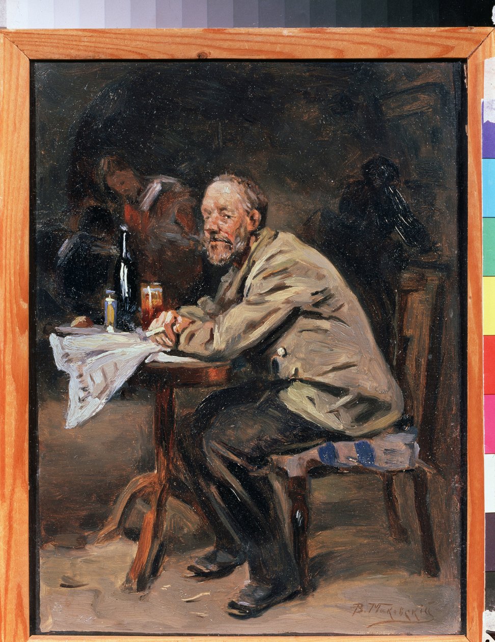 un bebedor Pintura de Vladimir Yegorovich Makovsky (Makovsky, Makovskij) (1846-1920), óleo sobre lienzo, arte ruso del siglo XIX. Museo Estatal de Arte, Yaroslavl (Rusia) de Vladimir Egorovic Makovsky