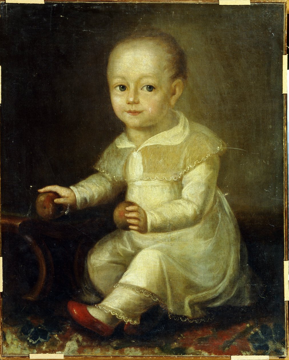 Retrato de un niño con manzanas. (Retrato de un niño con manzanas). Pintura de Vladimir Lukitch Borovikovsky (o Borovikovsky) (1757-1825) de Vladimir Lukich Borovikovsky