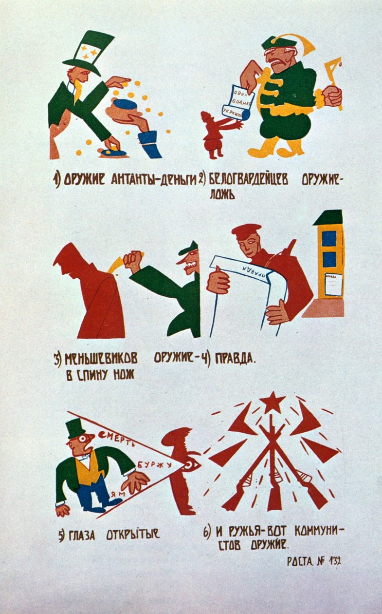 Caricatura contra los monárquicos, Okna Rosta, 1920 de Vladimir Mayakovsky
