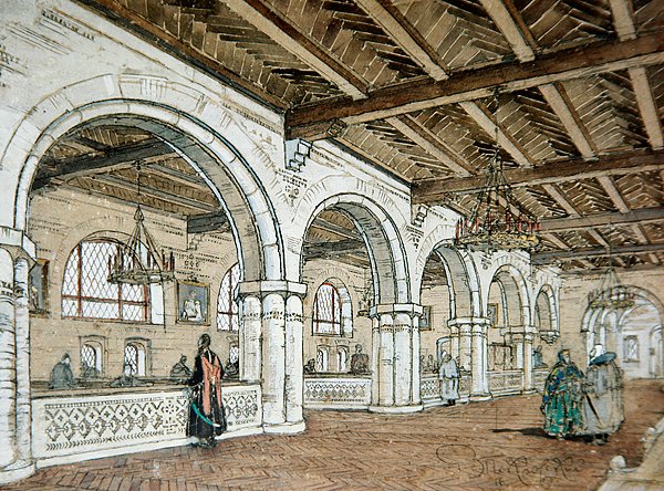 Diseño para el interior de un banco, basado en el estilo del siglo XVII de Vladimir Pokrovsky