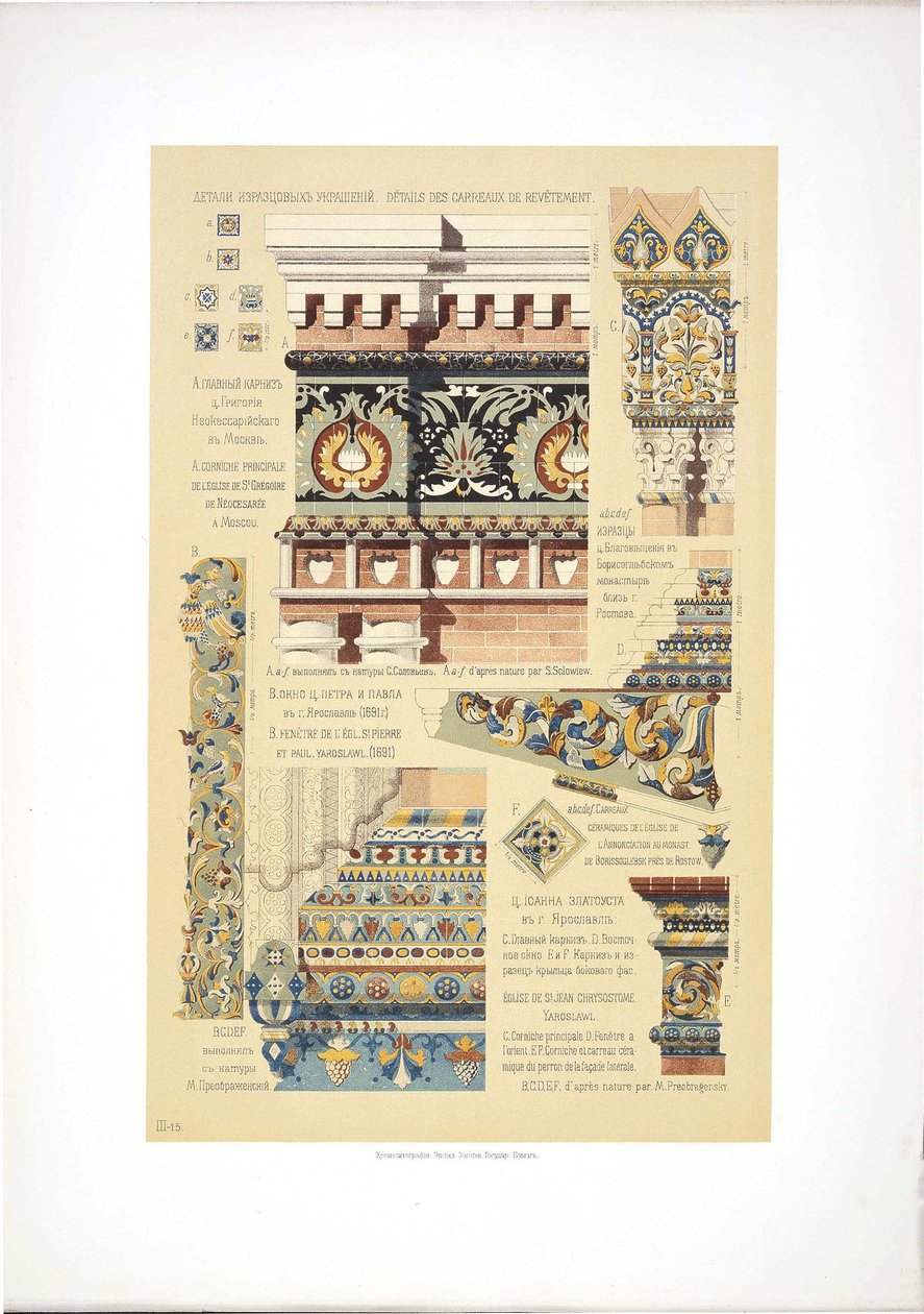 Antiguos azulejos ornamentales rusos de Vladimir Vasilyevich Suslov