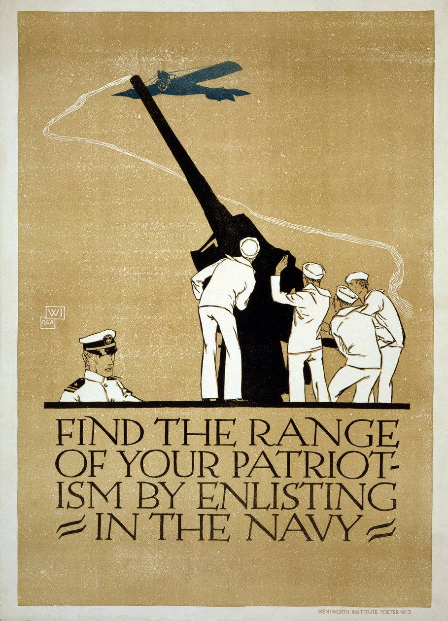 Cartel de reclutamiento de la Marina de EE.UU. en la Primera Guerra Mundial, publicado 1918 de Vojtch Preissig