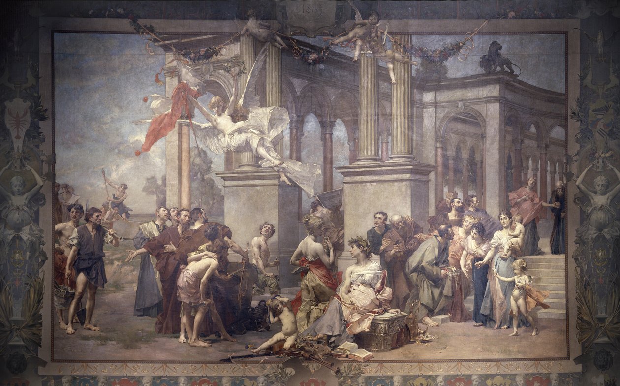 Cortina en el Teatro Nacional, Praga, República Checa, 1883 de Vojtech Hynais