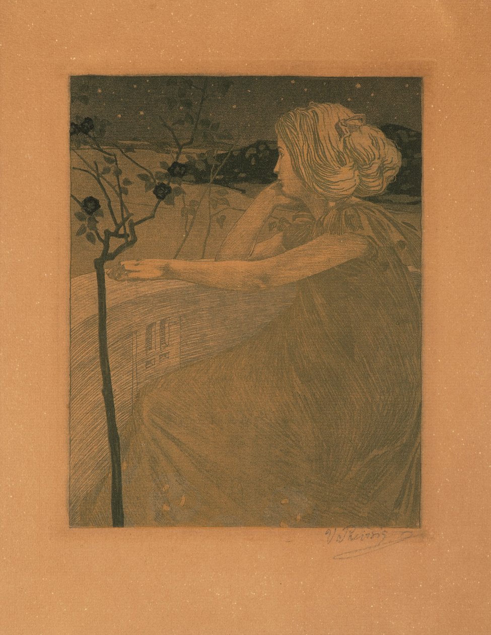 Meditación en el balcón, 1899-1900 de Vojtěch Preissig