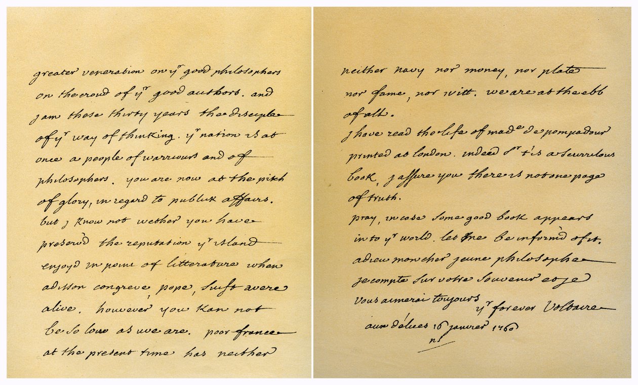 Carta de François Marie Arouet de Voltaire a George Keat, 16 de enero de 1760 de Voltaire