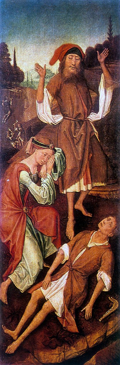 Adán y Eva llorando sobre el cuerpo de Abel, c1440-1495 de Vrancke van der Stockt