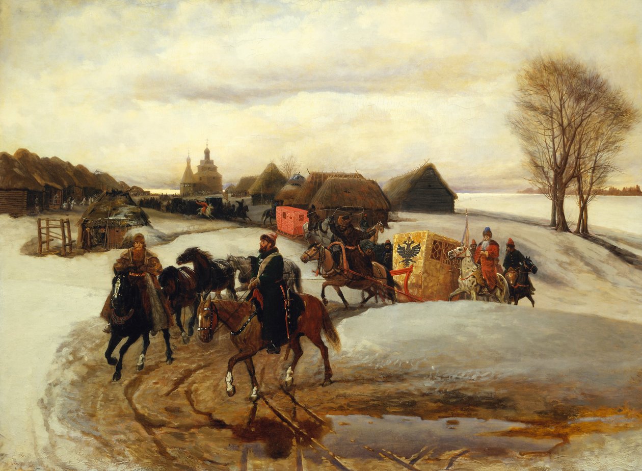 La peregrinación de primavera de la zarina, bajo el zar Alejo Mijáilovich de Vyacheslav Schvarts