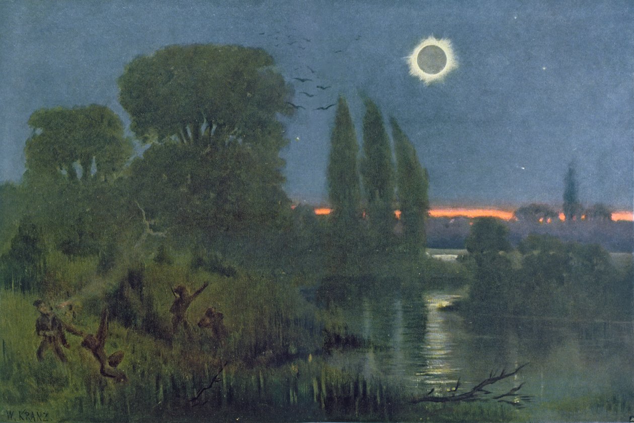 Eclipse total del sol, ilustración de 