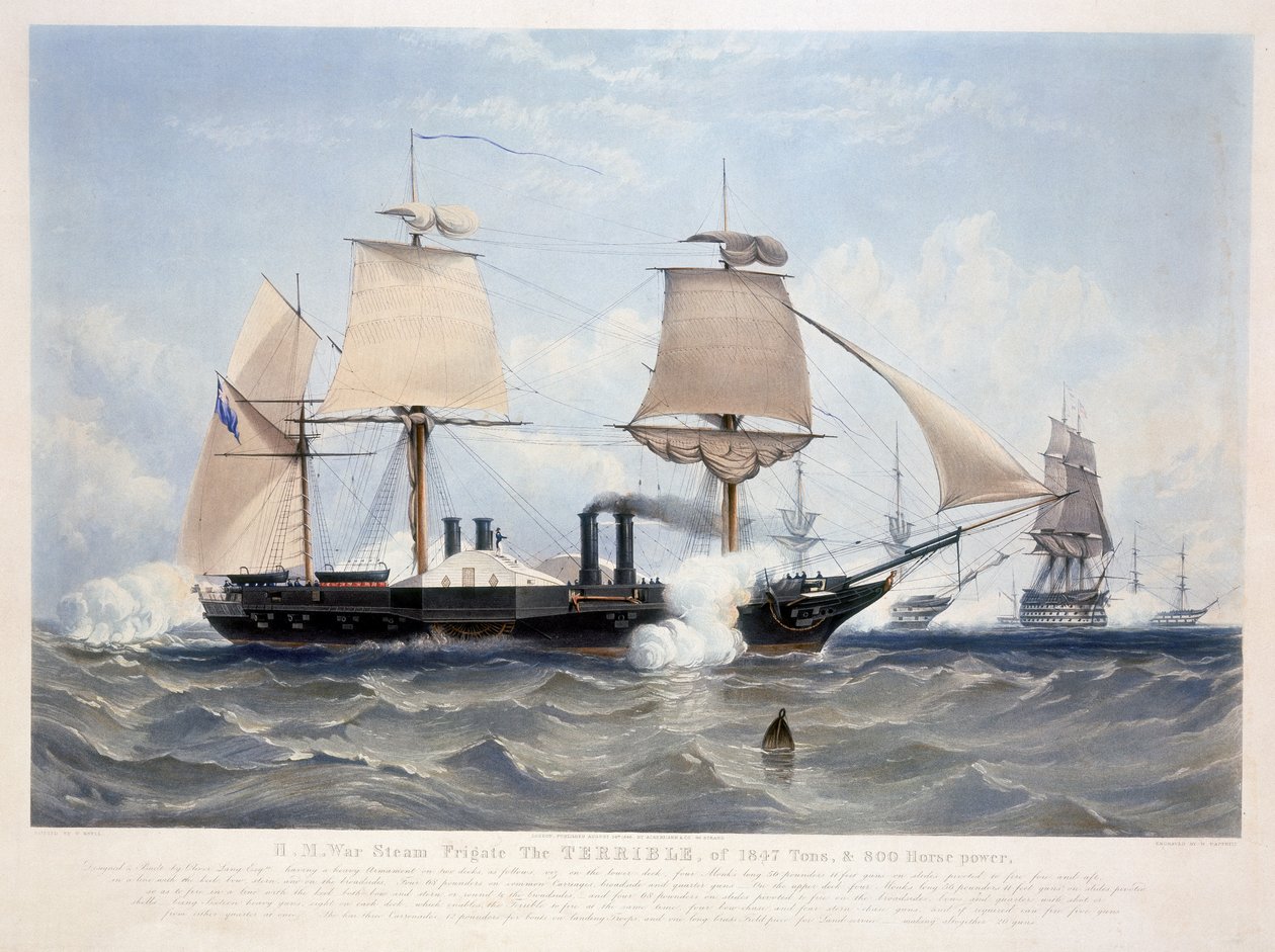 HMS Terrible, grabado por Henry Papprill, 1845 de W. after Knell