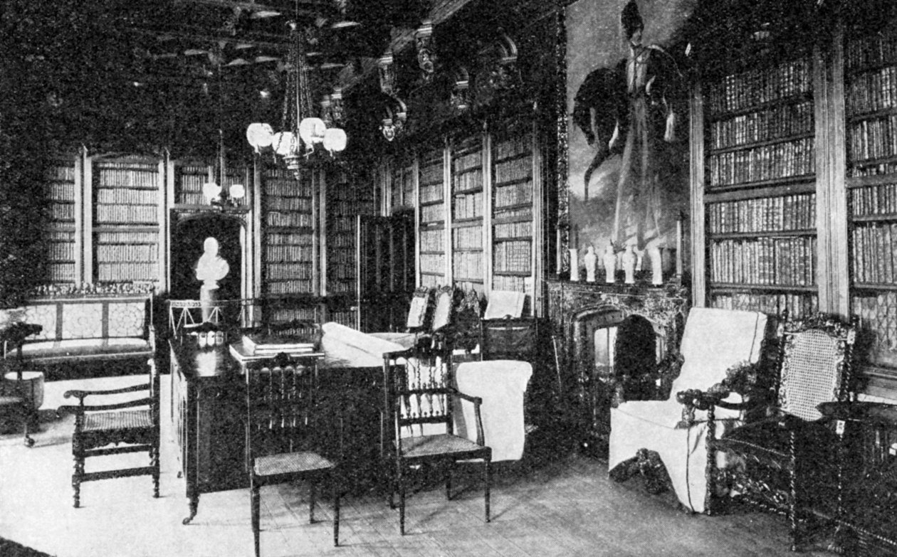 La biblioteca, Abbotswood, 1923 de WA Mansell and Co