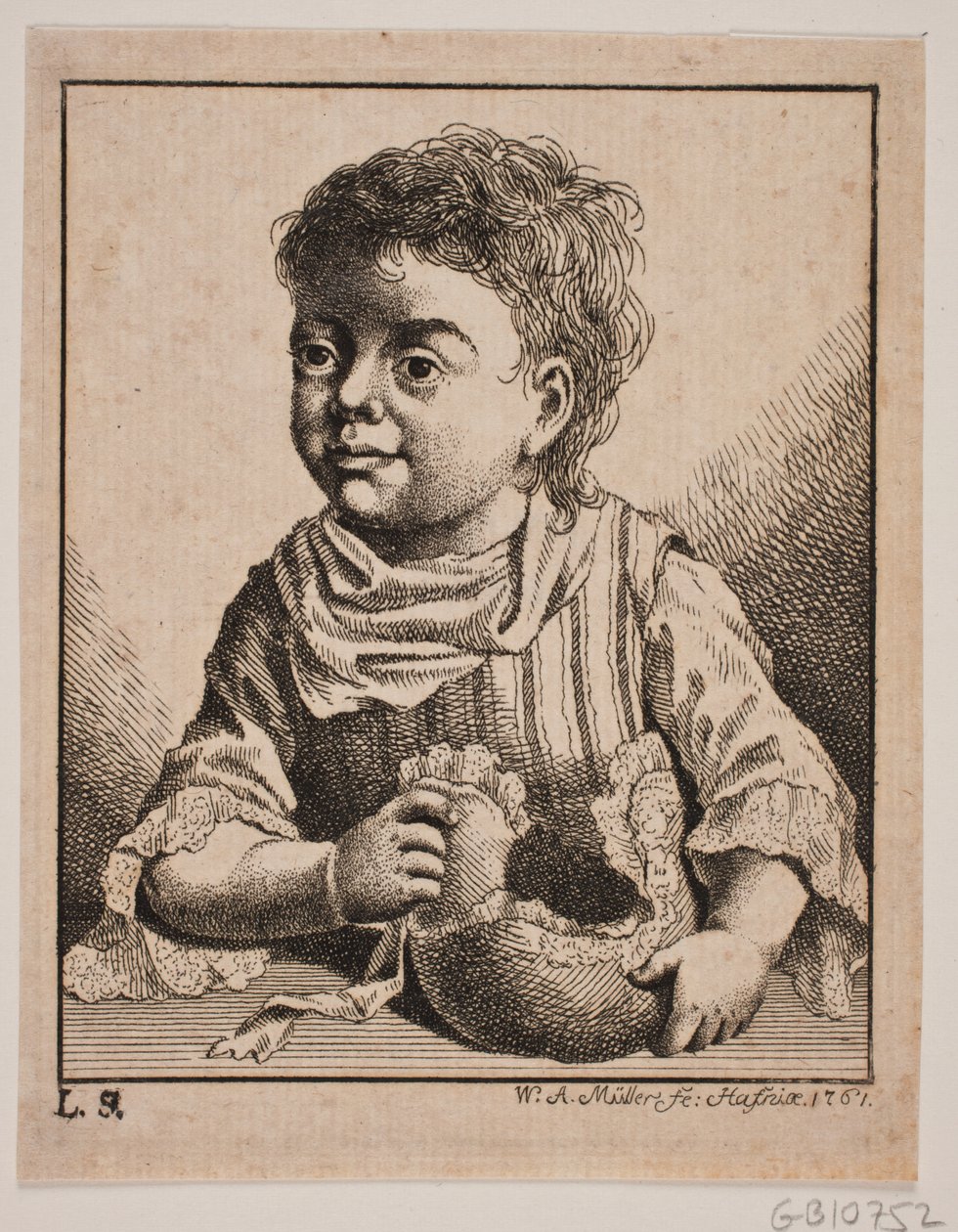 Una niña pequeña, medio cuerpo de W.A. Müller