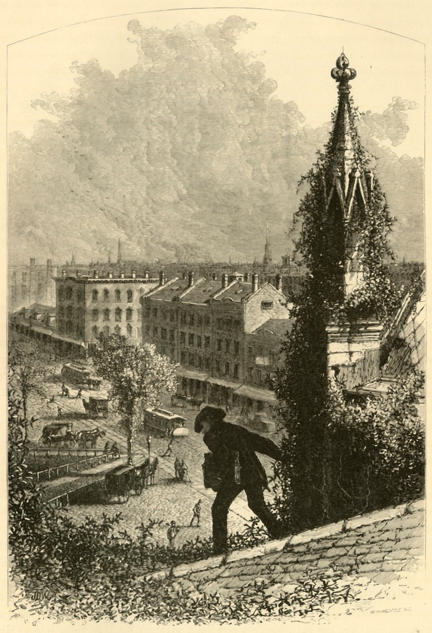 Calle Principal, Buffalo, desde la Iglesia de San Pablo, 1872 de W.H. Morse