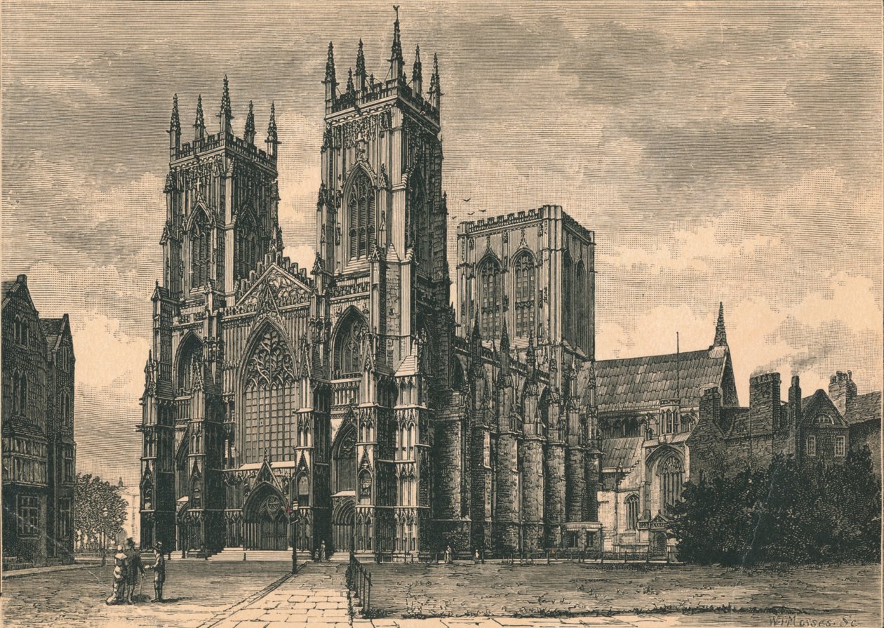 Vista de York Minster, siglo XIX de WI Mosses