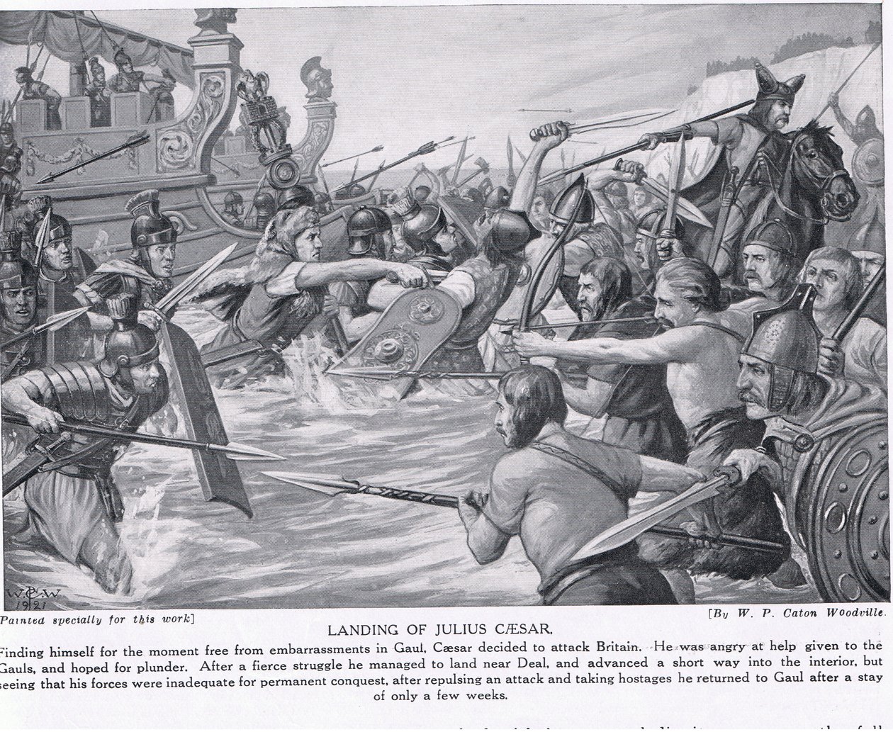 Desembarco de Julio César, ilustración de 